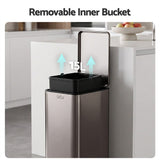 Cefito 15L Pedal Rubbish Bin Slim Carbon Steel Garbage Bin for Home Grey RB-15L-1C-GY