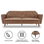 Sarantino Faux Velvet Tufted Sofa Bed Couch Futon - Brown SOFA-M2540-SUE-BRN