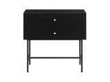 Sarantino Arden Fluted 2-Drawer Bedside Table Night Stand - Black TBL-17F-2TZ-BK