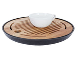 Bamboo Round Tea Tray Teapot Mat Serving Tray Drainage Water Storage Tea Set Home Supplies10in V1294-YM0721-3118210073412