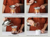Pour Over Coffee Maker,Reusable Glass Coffee Pot Manual Dripper Brewer Hand Drip with Stainless V1188-YT-A-487