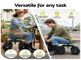 Gardeon Garden Seat 360 Swivel Rolling Adjustable Height Work Scooter Cart Wheels Heavy Duty 150kg GCT-ADJUST-360-GE