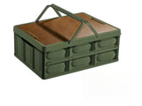Green Collapsible Medium Handle Storage Box with Wooden Table Top - Car Trunk Organiser V888-ELOSUNG39953