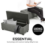 Storage Ottoman Stool 102cm Fabric DARK GREY V274-FT-GQ003-DGY