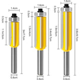 3 pcs ROuter Bit, 4 Flute Shank Copy Cutter With Top Bearing Straight Flush Trim Bit Carbide V1188-MS-227-0624