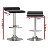 Artiss 2x Bar Stools Faux Leather Chair Black BA-K-509-BK-X2