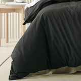 Bianca Acacia Charcoal Vintage Washed Cotton Quilt Cover Set Queen V442-BCA-QUILTCS-ACACIA-CHARCOAL-QS