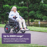 Equipmed Electric Folding Wheelchair, Wide Bariatric Chair Seat, Comfortable for S-XL, Long Range, V219-HELWLCEQPGK4A