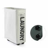 Rolling Slim Laundry Basket with Universal Wheels Corner Foldable Oxford Cloth Laundry Hamper Mesh V1294-YM0901-H20026LGY