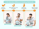 6-in-1 Adjustable Baby Carrier with Hip Seat 11.815.7in Adjustable Height, Breathable Mesh & V1107-CS-YEBDYDLV