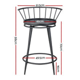 Artiss 2x Bar Stools Swivel Metal Chairs BA-J-8138-BKX2