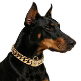 Premium Stainless Steel Cuban Link Dog Collar with Dog Head Buckle Stylish, Durable, and V1341-ZY-QLP4GMEQ-SILVER-32MM50CM20IN