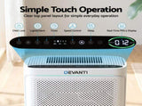 Devanti Air Purifier HEPA Air Cleaner Digital Display Bedroom White PURI-E-2008-WH