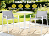 Gardeon 2PC Outdoor Bar Stools Dining Chairs Patio Furniture Garden Steel Textilene White ODF-BA-TEX-WH-2X