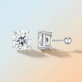 Elegant Four-Prong Moissanite Stud Earrings with Screw Backs Brilliant Round Cut, Icy White V1341-ZY-ZAYHM5G7-MOISSANITEROUND10M-PREMIUMS925