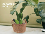 Khaki Seagrass Braided Flowerpot for Indoor Storage and Planting 1Pc V1369-AZ3-W-20633