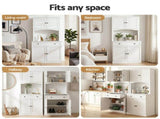 Artiss 2x Buffet Sideboard Hutch Pantry Cabinet Kitchen Storage BEINI White FUR-W-SIDE180-01-WH-ABX2
