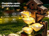 Gardeon Solar Fountains Water Features 4-Tier Cascading Flower Bowls 55cm FOUNT-A-FLOWER-BR