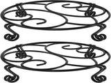 2 Pack Round Metal Plant Stands for Flower Pots, Heavy-Duty Rustproof Iron Indoor and Outdoor V1189-LC-AMZ-00305