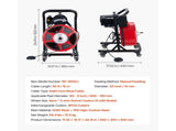 Drain Cleaner Machine 15m x 13mm, Manual Feed Sewer Snake Auger on Wheels - with 4 Cutters & V952-SDJJKLSGDSTJWGUIY002V3
