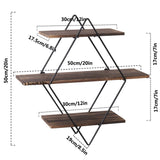 3 Tier Diamond Metal Floating Shelves Wall Mounted Display V178-66785