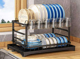 Dish Drying Rack for Countertop Aluminum 2 Tier Dish Rack with Drainboard and Utensil Holder for V1294-YM0710-3118230365911