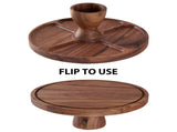 Cake Stand with Lid Multi-Functional Double Side Design 12in Round Cake Holder Wood 2-in-1 Dessert V1294-YM0901-H49317WO