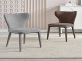 VELLUTO Modern Kitchen Dining Rooms Faux Leather Flannel Accents Metal Vanity Lounge V255-VE-DICH-LGREY-908