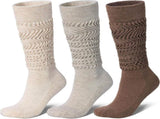 Merino Wool Slouch Socks for Women Soft Knee High Scrunch Warm Cozy Stacked Boot Socks 3 Pack V1258-DP02-F-511