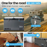 GECKO 75L Dual Zone Portable Fridge / Freezer, SECOP German Brand Compressor, for Camping, Car, V219-CMPFRGGKD7MA