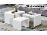 Artiss Nesting Coffee Table Set of 3 Glossy White FURNI-GLOSS-NEST3