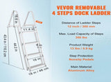 Dock Ladder, Removable 4 Steps, 350 lbs Load Capacity, Aluminum Alloy Pontoon Boat Ladder with 4'' V952-MTXTCXSJFHXJDMGF9V0