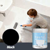 Tub & Tile Paint Waterproof, Non-Slip, Eco-Friendly for Ceramic Surfaces Ideal for Bathrooms, V1107-116-91006-BLK-500G