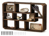 9 Compartment Wood Display Shelf, Floating Wall Mounted Shadow Box Showcase for Crystals, Perfume, V1366-AZ2-W-14879