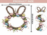 16' Easter Bunny Wreath for Front Door, Spring Rabbit Wreath Decoration with Pastel Speckled Eggs & V1370-AZ4-15954