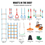 VEVOR Ninja Warrior Obstacle Course for Kids, 2 x 15.24 m Weatherproof Slacklines, 228kg Weight V952-RZX502YC10J052R10V0