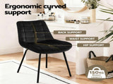 Artiss 2x Dining Chairs Velvet Tufted Kitchen Lounge Cafe Accent Chair Black DINC-K-799-BKX2