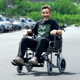 Wheelchair Steel Transport Chair Foldable Wheelchair 24-In W Seat 300lbs V952-FWYSLYTGHX24GCRZ7V0