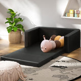 Keezi Kids Sofa 2 Seater Children Flip Open Couch PU Leather Armchair Black KID-SOFA-BK