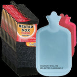 12 Pairs Thermal Heated Socks w/ BONUS Hot Water Bottle Warm Winter Pack V563-BOTTLESOCKSSET