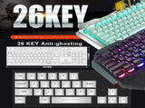 104 Keys Wireless Gaming Keyboard Mouse SetMouse Pad, RGB LED Backlit PC/Laptop Black-RGB V201-W10916988