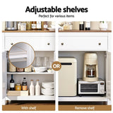 Artiss Buffet Sideboard Storage Cabinet Kitchen Cupboard 2 Drawers 140CM White FUR-C-SID140-WH-AB