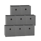 SORTI 27x28x27 CM Grey 8-Pack Foldable Storage Cubes - Fabric Bookcase Organizers for Toys and More V510-SML_GREY_8X