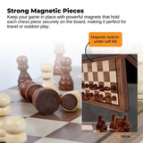 Social Hike Wooden Chess & Checkers 2 in 1 Magnetic Travel Foldable Board Game V238-SUPDZ-41113523159120