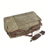 Retro Waxed Canvas Travel Bag, Large Capacity, Waterproof & Wear-Resistant, Crazy Horse Leather V1232-LYBDJB-003