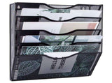 5 Pocket Mesh Hanging Wall File Organizer, Wall Mounted Mail Paper Document Folder Holder, Clipboard V1192-AZ-W-14469