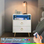 Amelia Modern LED Bedside table with USB and power socket White V195-NT-023-WH