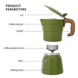 Classic Italian Moka Pot Stovetop Espresso Coffee Maker Mocha Pot Old Style V1263-JX-5702