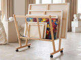 Artiss Display Wooden Print Rack with Castors-Canvas Drying & Storage Rack for Panels, Posters, ASR-OPEN-LW