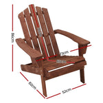 Gardeon Adirondack Outdoor Chairs Wooden Beach Chair Patio Furniture Garden Brown FF-BEACH-UF-CH-BR